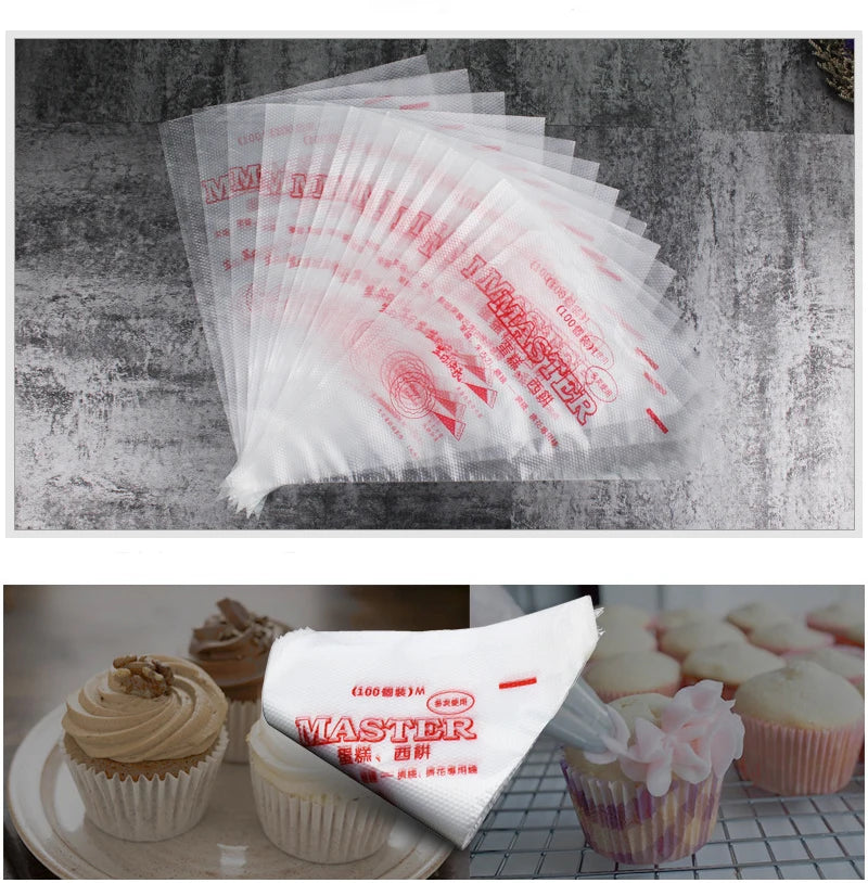 100/50/20 PCS Disposable Pastry Bag S/M/L Confectionery Bags Cake Cream Icing Fondant Decorating Kitchen Baking Piping Bag Tools