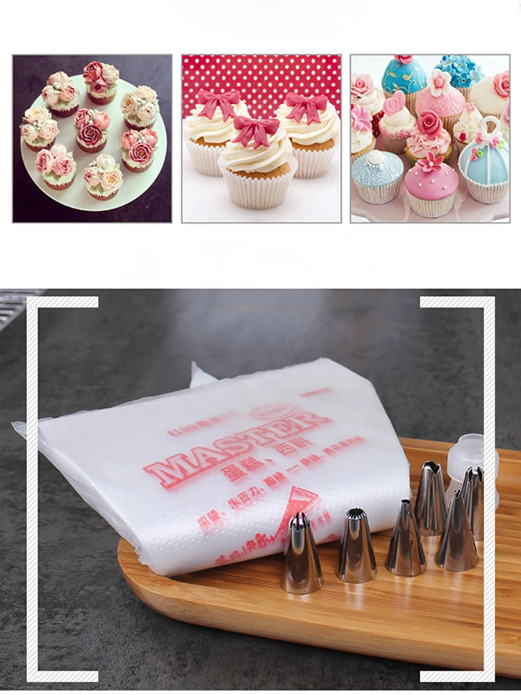 100/50/20 PCS Disposable Pastry Bag S/M/L Confectionery Bags Cake Cream Icing Fondant Decorating Kitchen Baking Piping Bag Tools