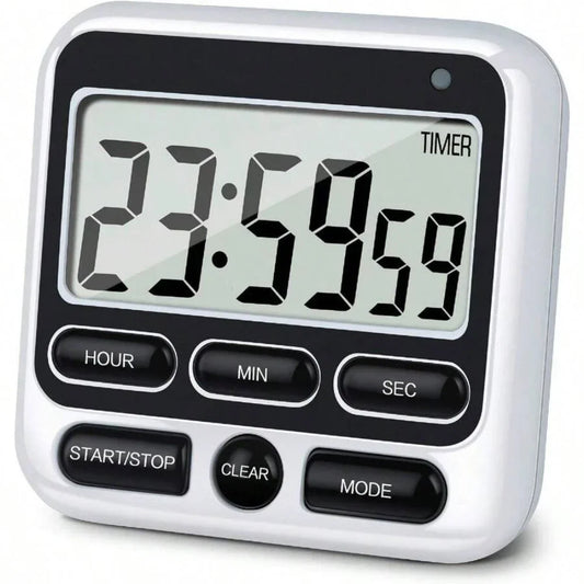 LCD Display Digital Kitchen Timer with Mute/Loud Alarm Switch ON/Off Switch 24 Hour Clock Alarm for Kids Teachers Cooking