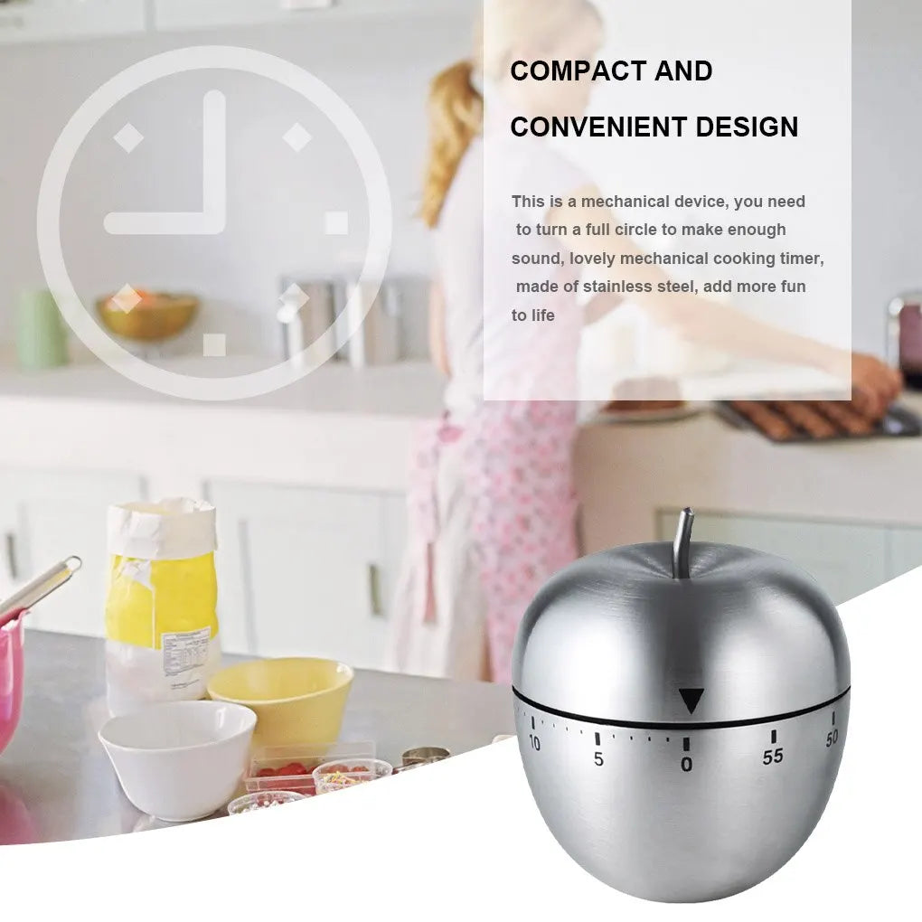 1pc Creative Kitchen Mechanical Timer Stainless Steel Egg-Type Timer 60 Minutes Student Timing Baking Cooking Reminder