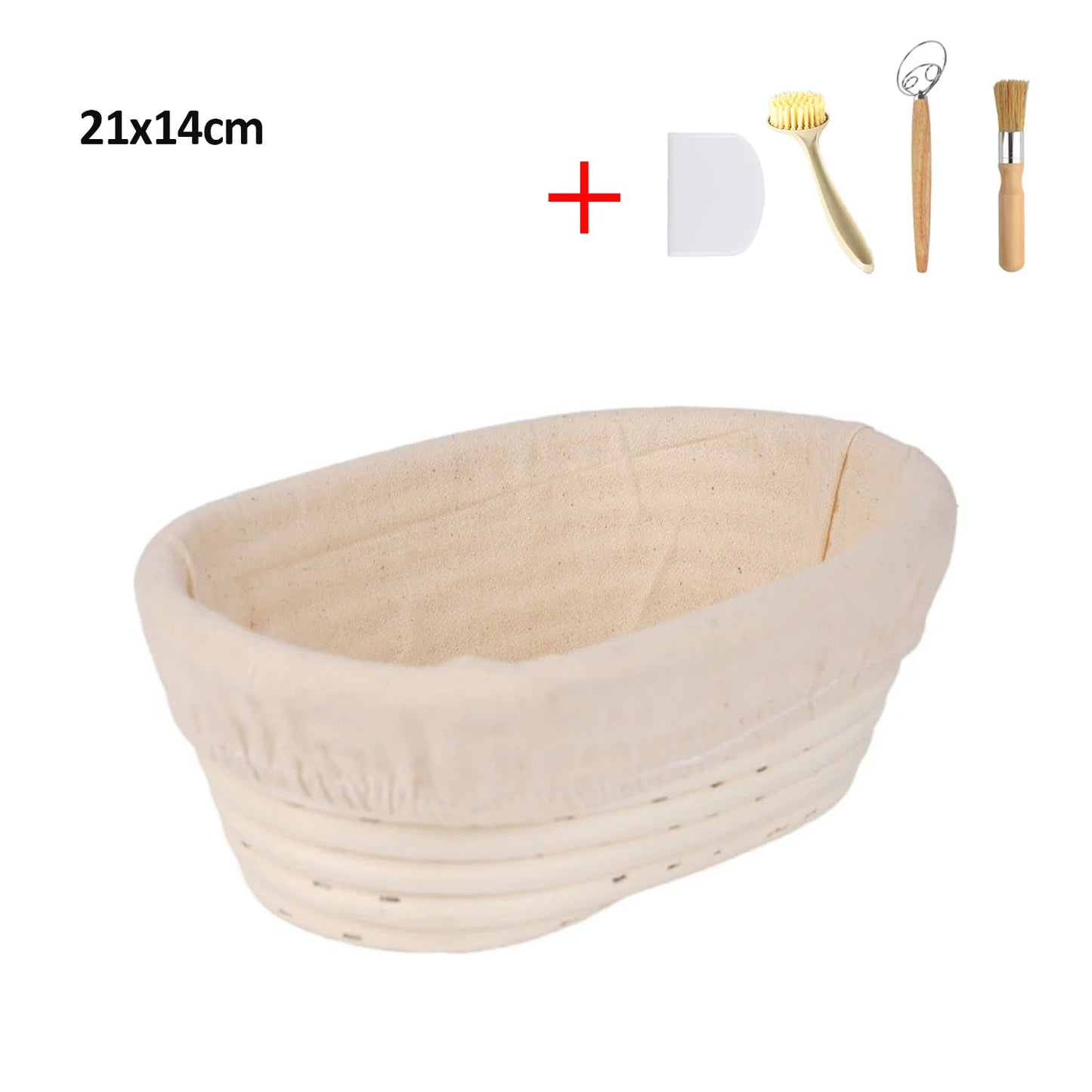 Oval/Round Bread Rattan Fermentation Basket Handmade Rattan Wicker Baking Bowl Baking Tools Set Kitchen Tool for Home Bakers