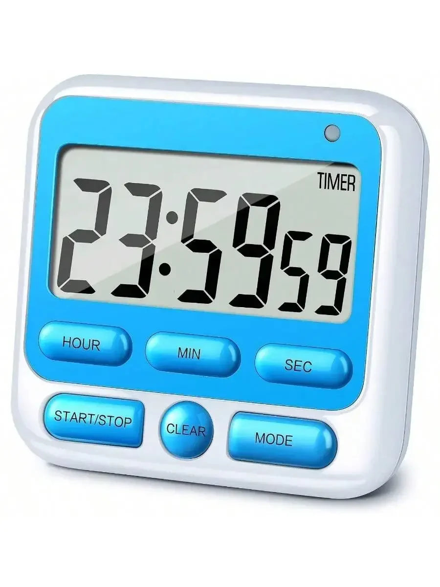 LCD Display Digital Kitchen Timer with Mute/Loud Alarm Switch ON/Off Switch 24 Hour Clock Alarm for Kids Teachers Cooking