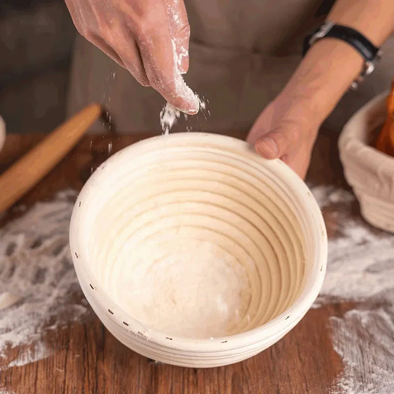 Oval/Round Bread Rattan Fermentation Basket Handmade Rattan Wicker Baking Bowl Baking Tools Set Kitchen Tool for Home Bakers