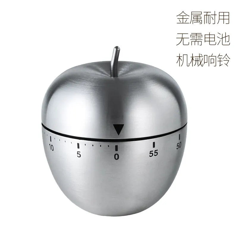 1pc Creative Kitchen Mechanical Timer Stainless Steel Egg-Type Timer 60 Minutes Student Timing Baking Cooking Reminder