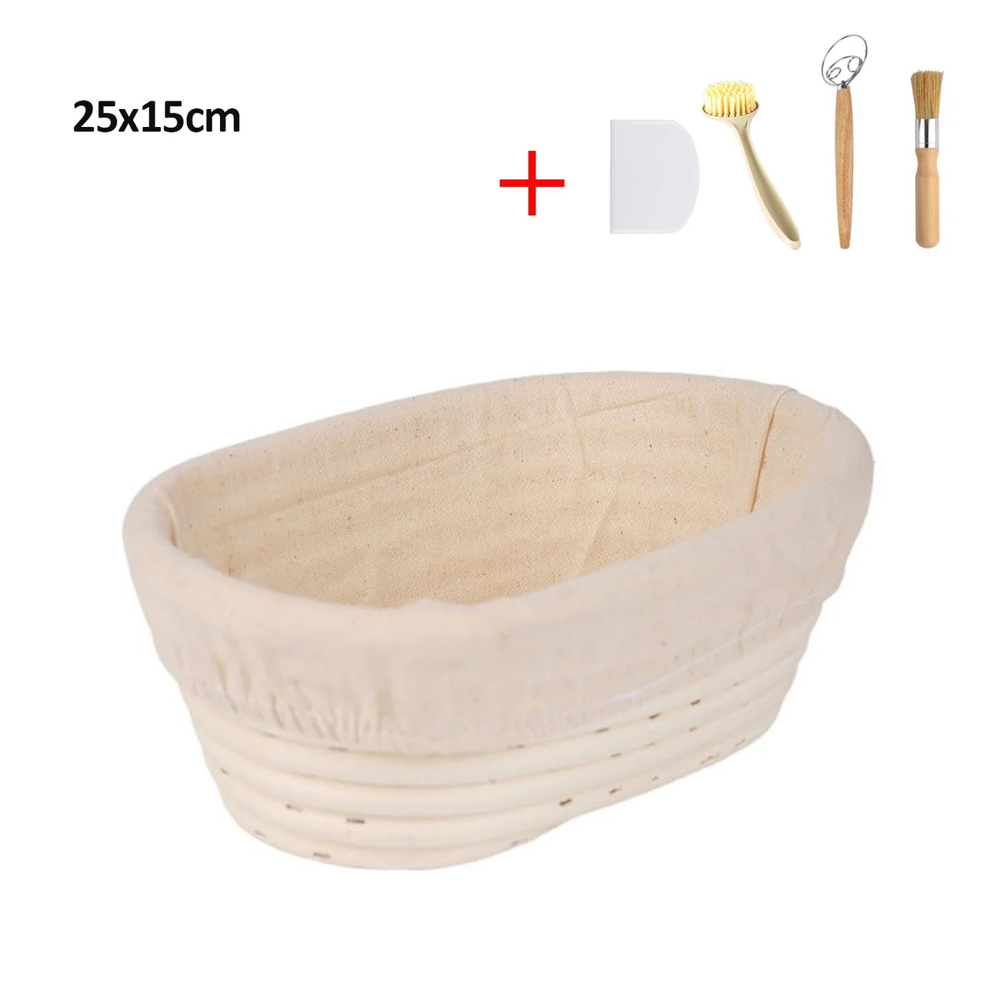 Oval/Round Bread Rattan Fermentation Basket Handmade Rattan Wicker Baking Bowl Baking Tools Set Kitchen Tool for Home Bakers